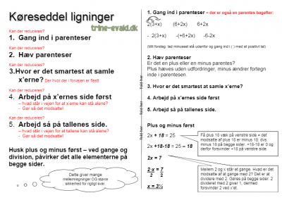 Køreseddel ligninger