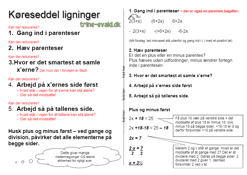 Køreseddel ligninger