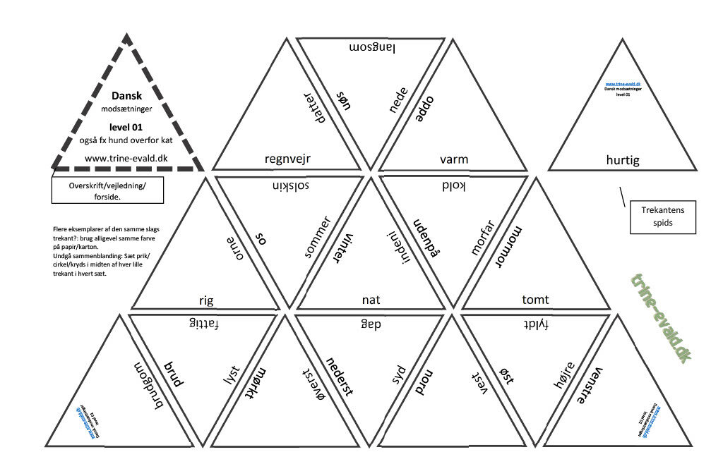 Trekant dansk, Modsat 01