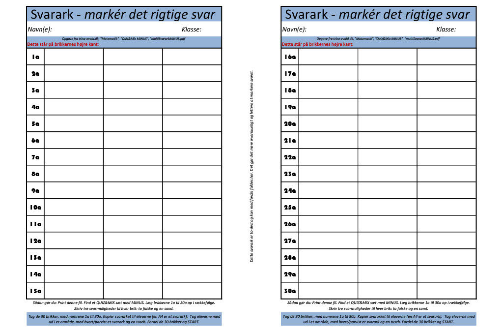 Multi-svarark MINUS