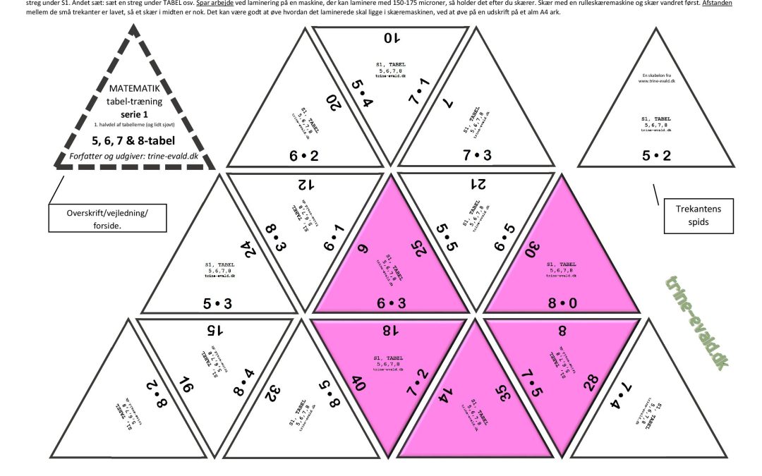 8 trekanter, tabel, serie 1