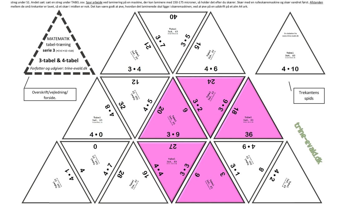 8 trekanter, tabel, serie 3