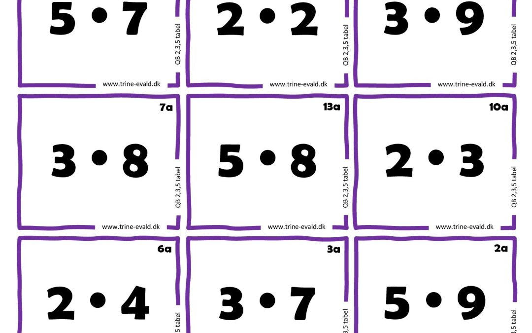 Q&B, 2,3,5 tabel & svarark